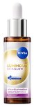 NIVEA Luminous Skin Glow Instant Glow Serum flesje met pipet. Bruin glas met zilveren dop en een geel/wit label met het NIVEA logo.