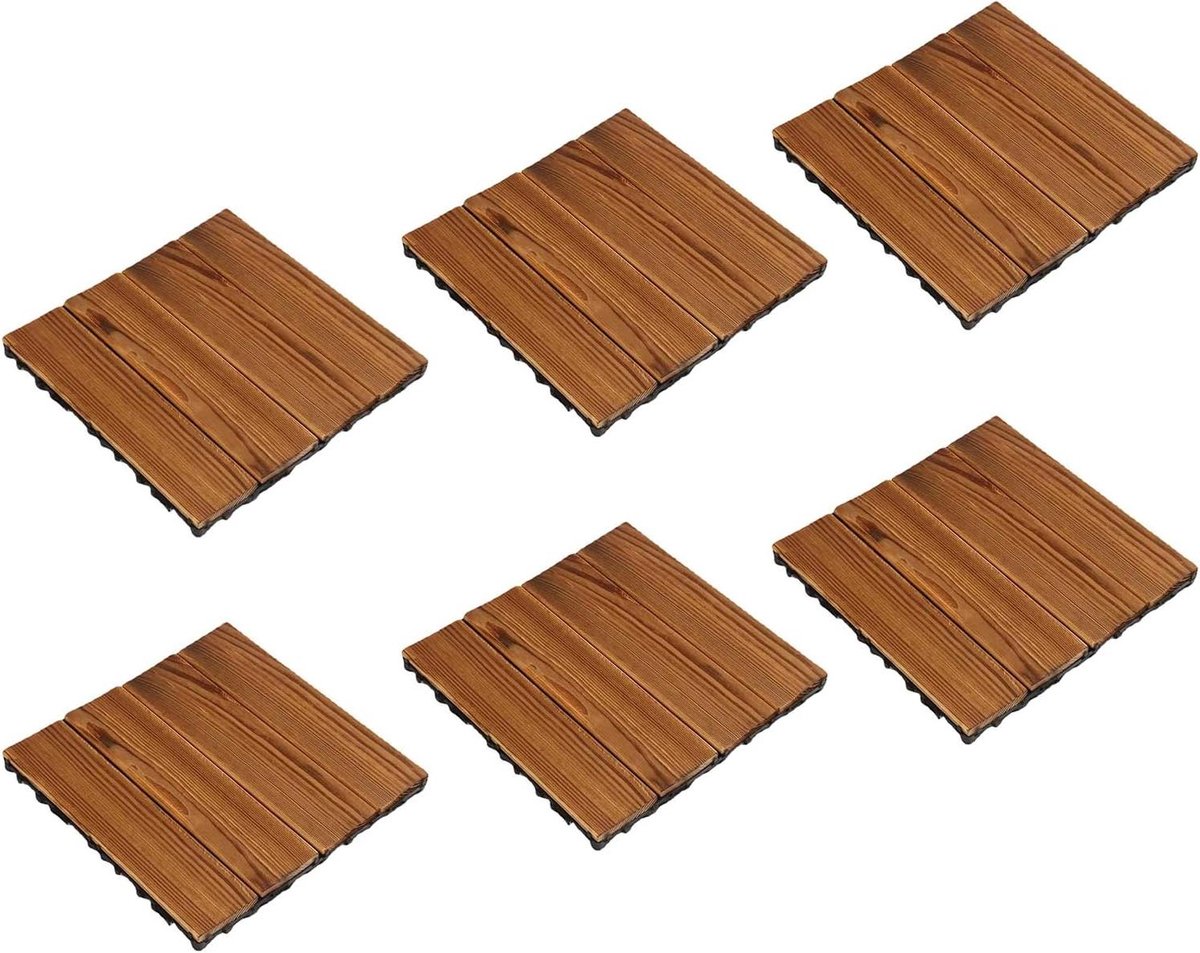 Dektegels Hout - Buiten vloer - Terras Verfraaien - In Elkaar Grijpend Systeem - 10 Stuks - Bruin