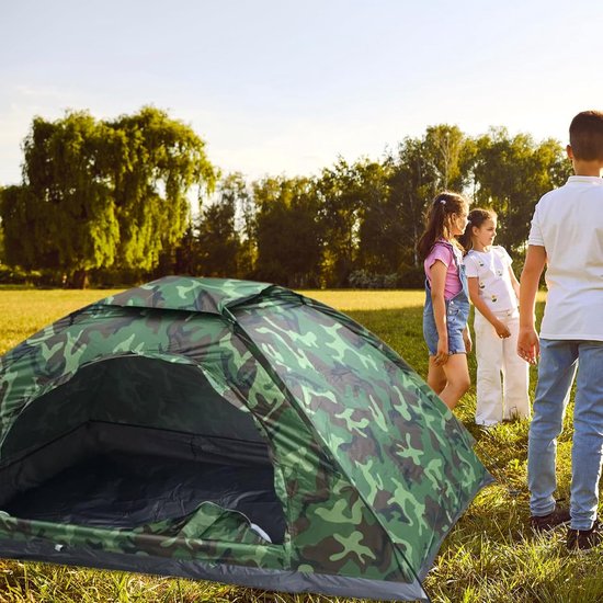 Tent voor 1 persoon - Backpacken wandel Bivak - Outdoor avontuur - Waterdicht zonbestendig - 200x100x100 cm - Camouflage — afbeelding 4