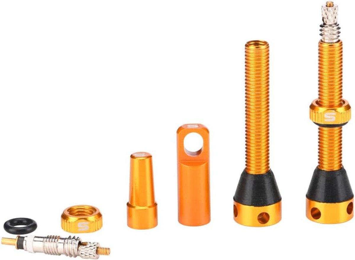 SnelShoppen - CYSKY Presta Tubeless Ventielen Set van 2 - 40 mm 44 mm met Ventielverwijderaar en Ventieldoppen - Geschikt voor de meeste Tubeless Fiet