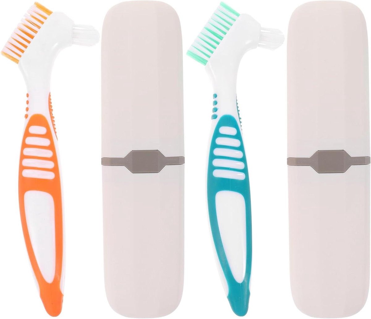 Gebitsborstels Kunstgebit - Protheseborstel Set - Hygiënisch Reinigen - Dubbelzijdig Ontwerp - 16 cm - Diverse kleuren