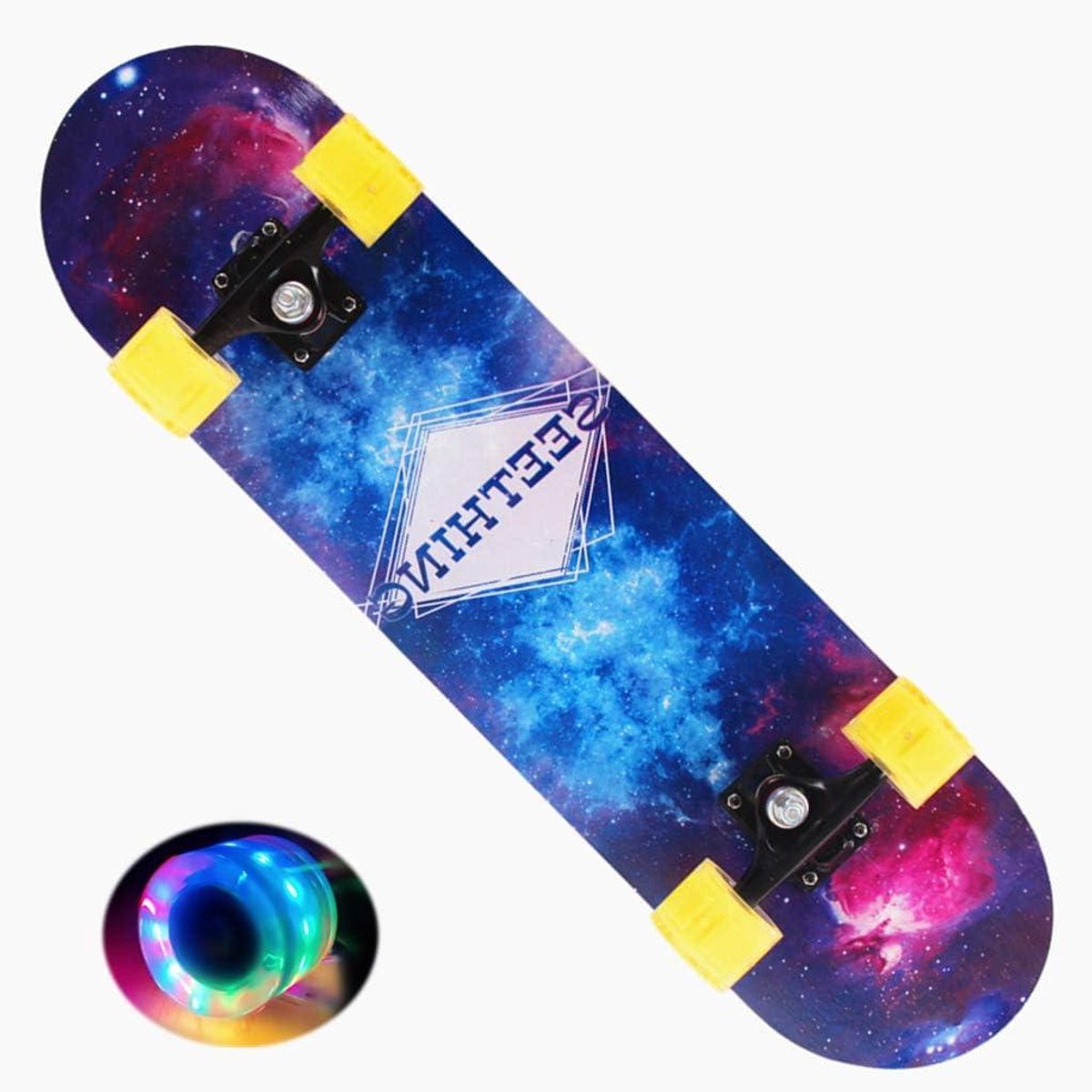 Skateboard Compleet Longboard Cruiser Board Beginners Leren Dubbel Concave Dek 80 x 20 cm