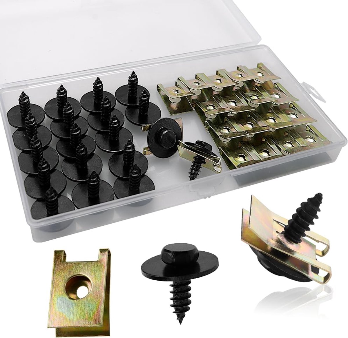 40 Stuks U-Clips en Shroeven, U-Moeren Schroeven Assortiment