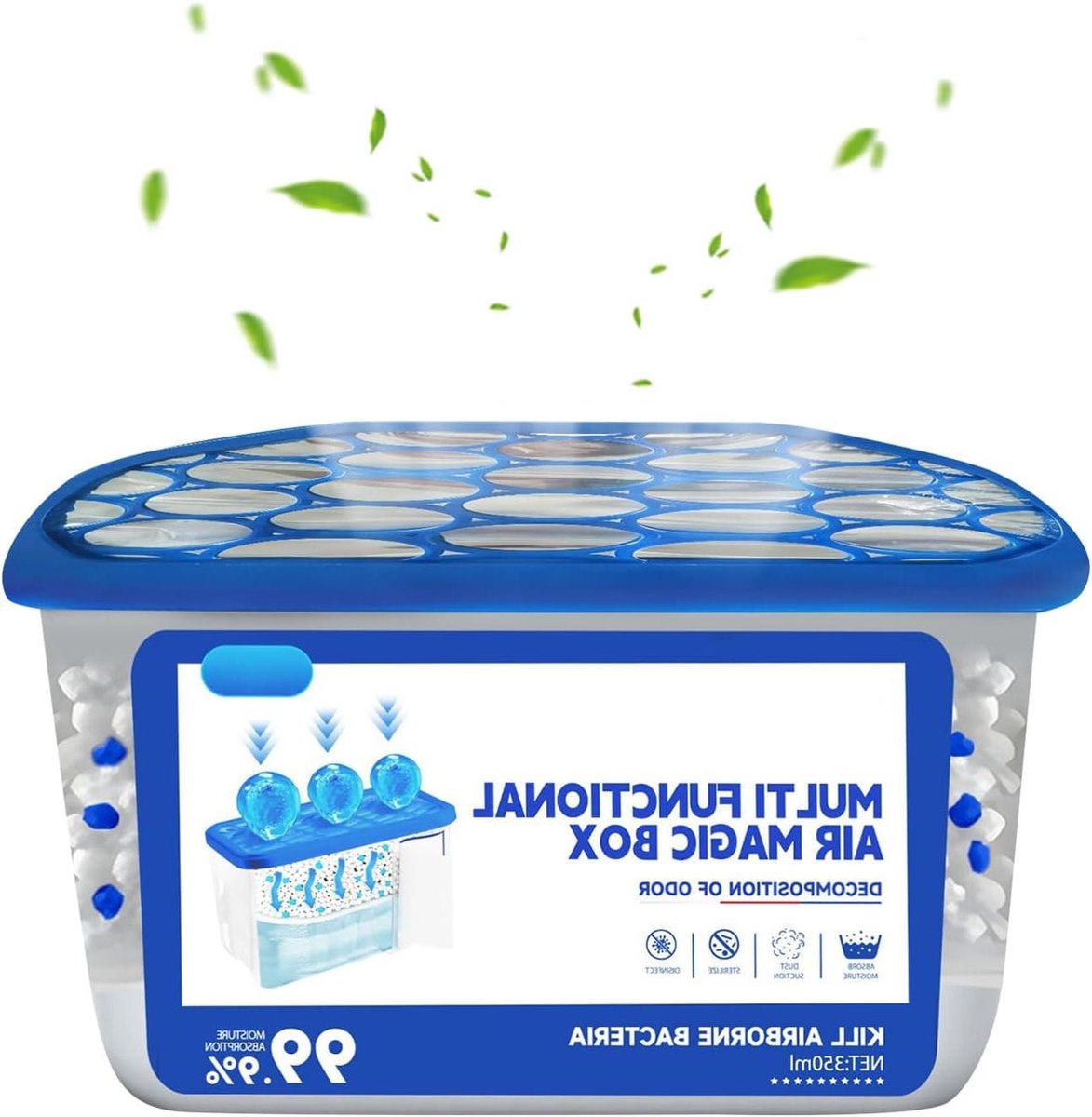 Luchtreiniger Stofopvangbox - Geurverwijderaar Luchtzuiveraar - Frisse Lucht Creëren - Passief Zuiveringssysteem - 350 ml - Wit