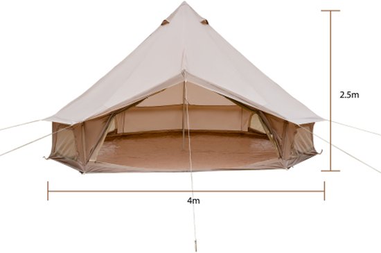 Oxford Bell Tent voor gezinskamperen - Ruime 9,8 ft yurt met kacheldoorvoer, grote glampingtenten voor 3-4 personen, 6-seizoenen Oxford warme tent schuilplaats beige 02 van Oxford — afbeelding 5