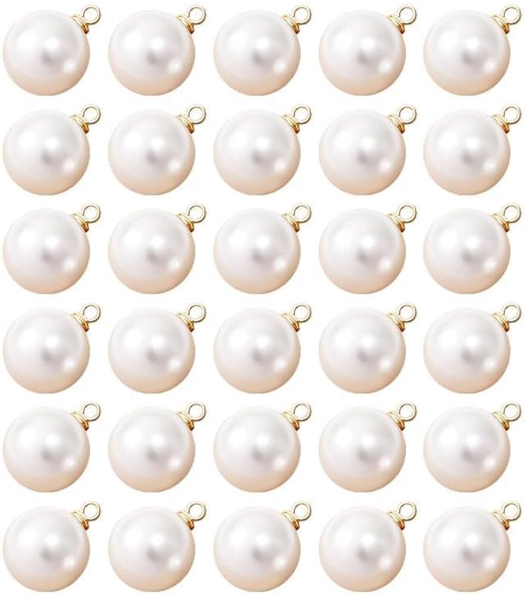 30 stuks witte parelknoppen 18 mm, hars ronde parelknoppen met