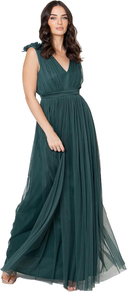 Deluxe Maya Deluxe Maxi jurk met ruches schouder detail dames