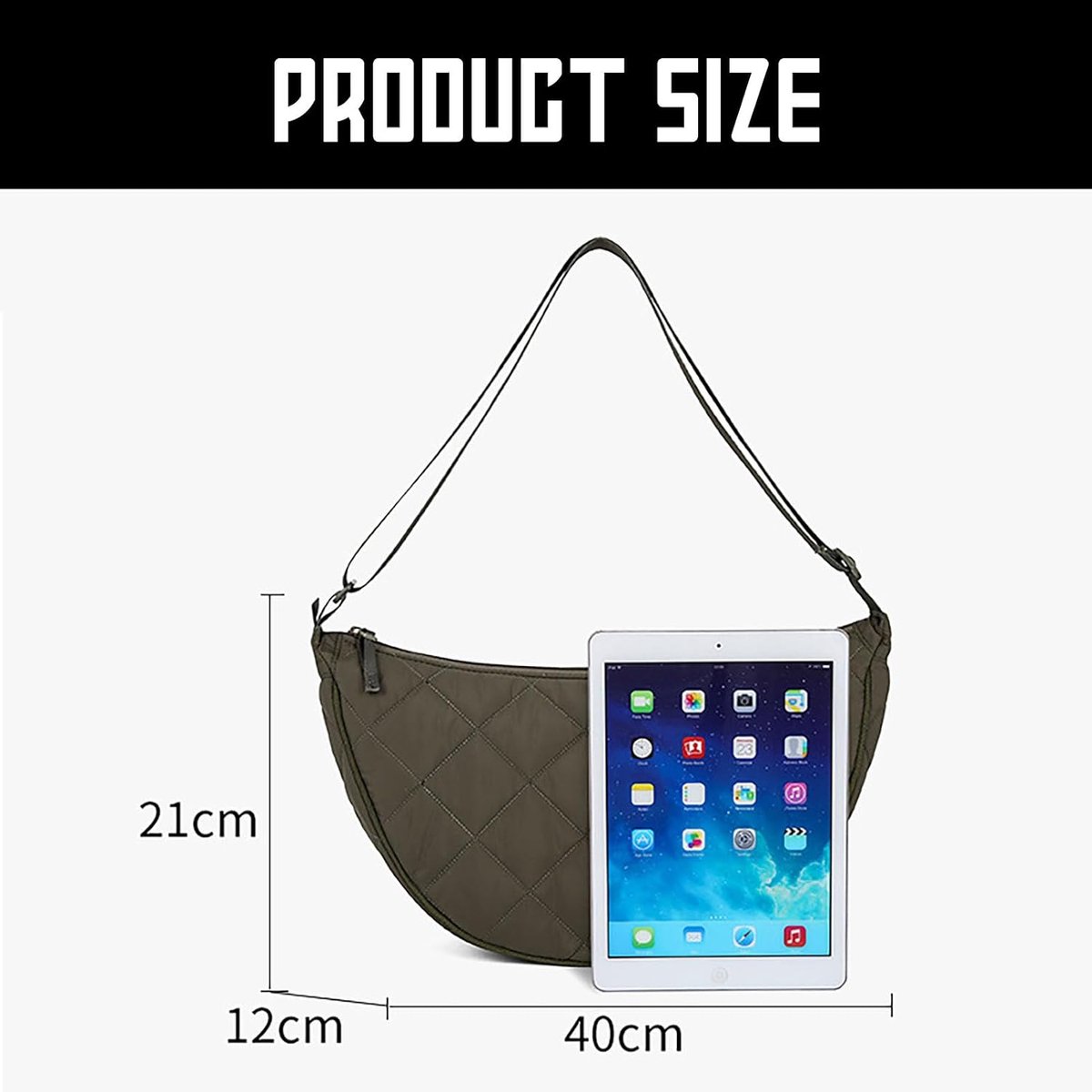 halve maan dames puffer Crescent Bag met verstelbare riem schoudertas dames trendy nylon schoudertas gewatteerde halve maan handtas voor dames