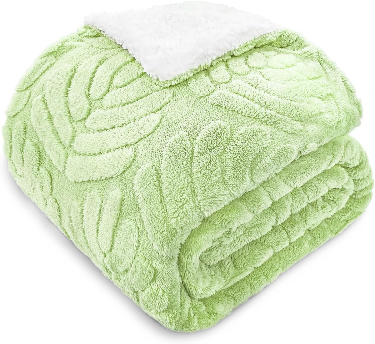 Cuddly Reversible Sherpa Fleece Dekbed voor Sofa - Lichtgewicht Fluffy Dekentje voor Alle Seizoenen, 220 x 240 cm, Lichtgroen