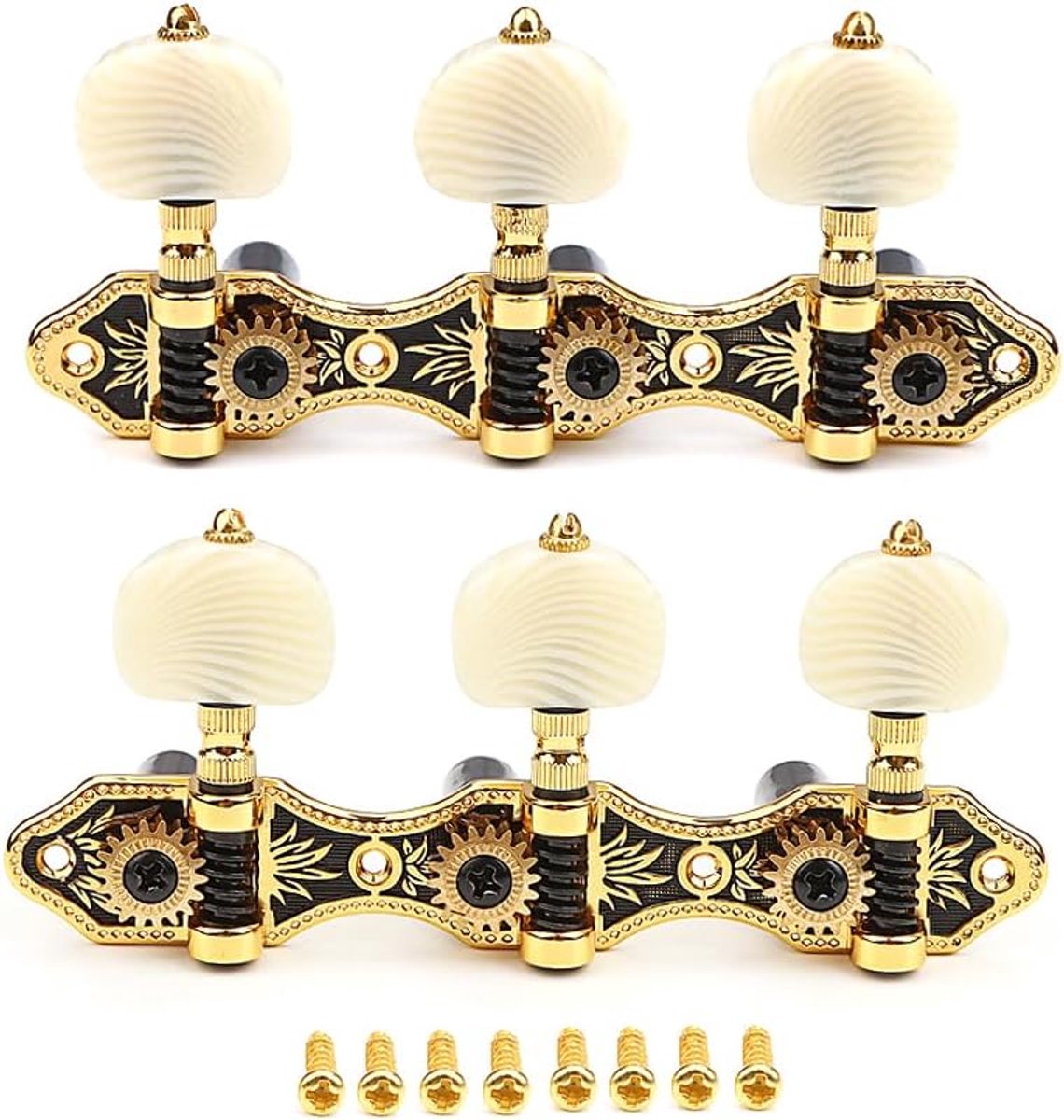 3+3 Klassieke Gitaarsnaren Stemmechanieken Toetsen Gitaarstemmers Mechanieken Hoofden Set voor Klassieke Gitaar, Goud, Zwart