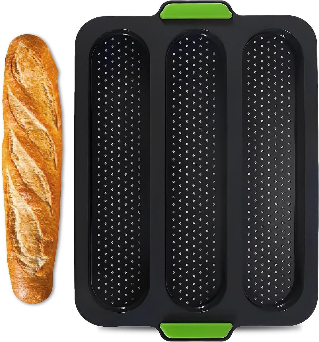 1 stuk baguettebakplaat, siliconen baguettepan met 3 holtes, Franse