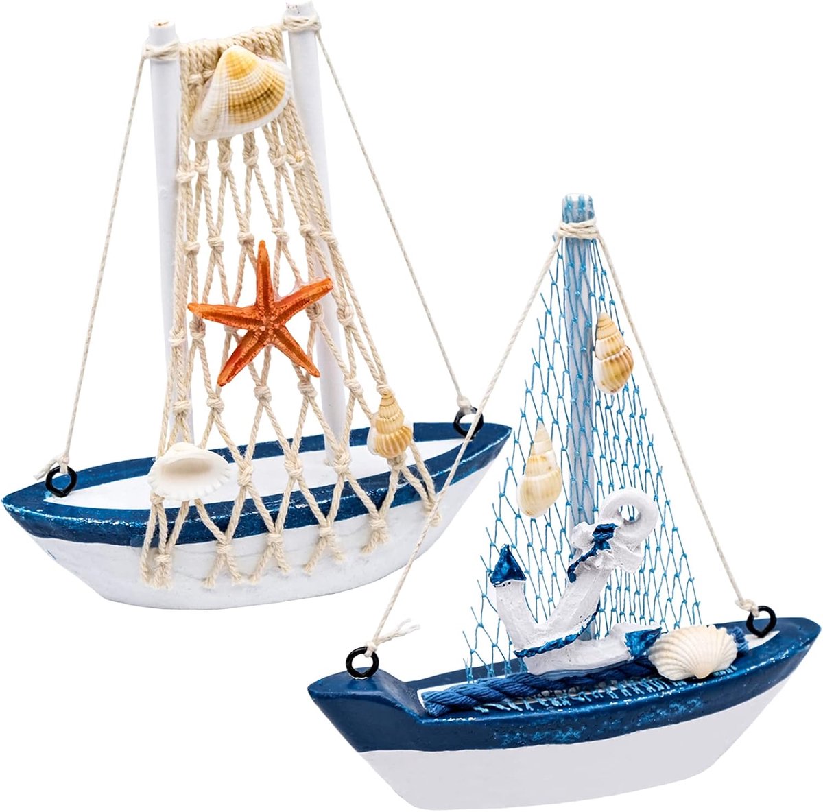 2 Stuks Zeilboot Decor Houten Miniatuur Zeilboot Ornamenten Nautisch Thema Decoratie Voor Thuiskantoor Baby Shower Kerstfeest Desktop Decoratie