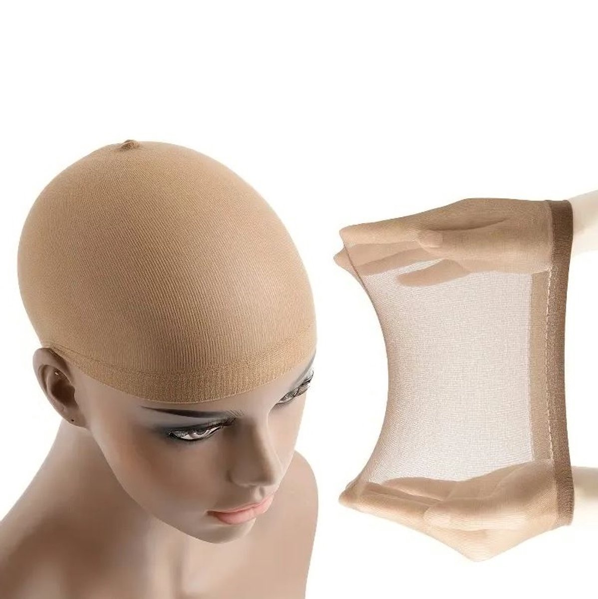 Haarnetje - Pruik kapje - Pruikenmutsje - Pruik ondermuts - Wig cap - Haarnetje voor pruik - Elastisch haarnetje - Netstof - Nephaar - Fake hair - Beige - Jonyx