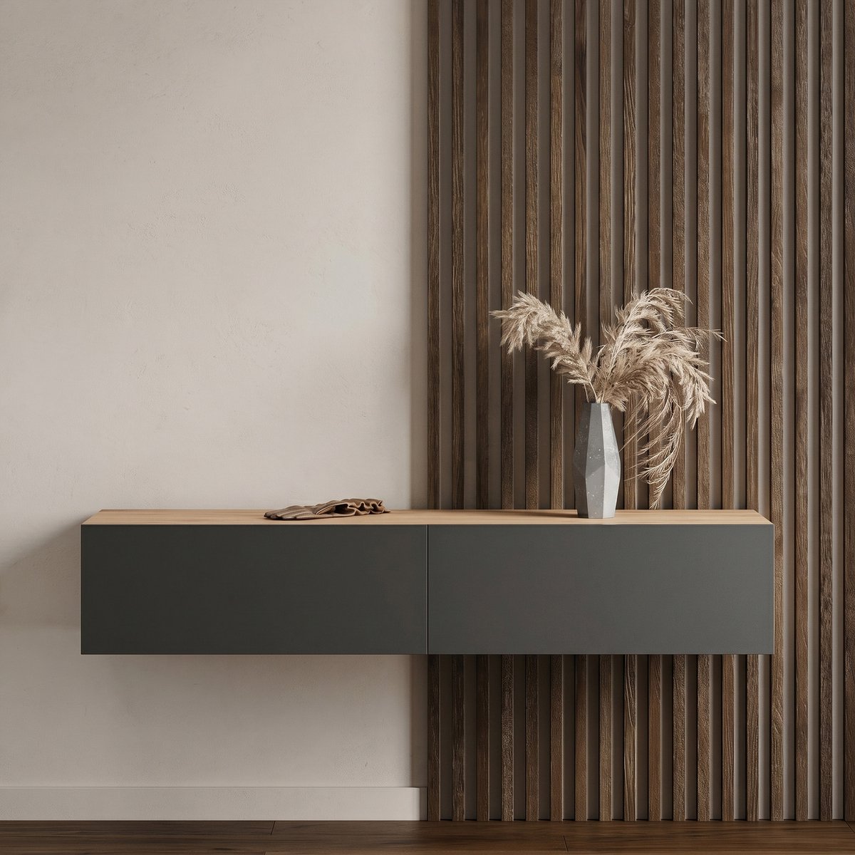 Planetmöbel - Garderobekast 160 cm - Goud eiken en antraciet - Hangend of staand - Met softclose demping