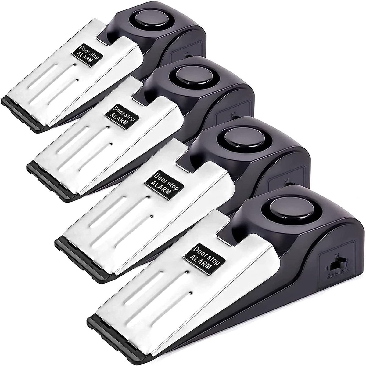 SnelShoppen - ThreeH 4 Pack Deur Stop Alarm 120dB Luid Draagbare Wedge Entree Alert Anti-Diefstal Inbreker Veiligheid Gereedschap voor Thuis Apparteme