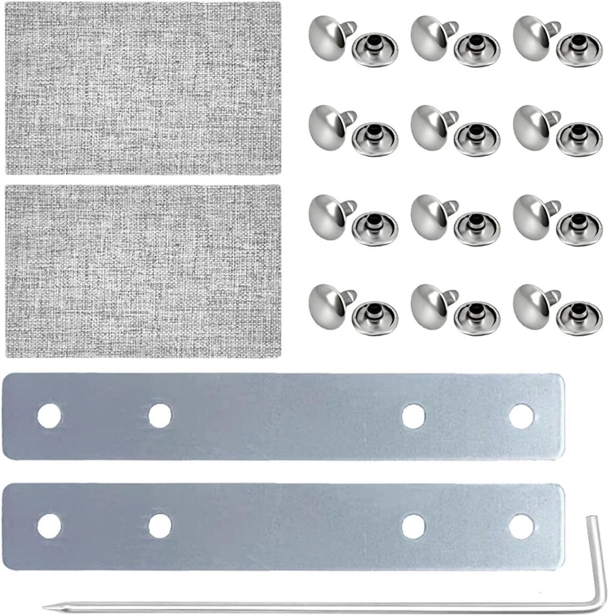 Reparatieset voor rolluiken met 20-23 mm riembreedte, inclusief roestvrijstalen platen, ideaal voor zonwering en rolluikonderhoud