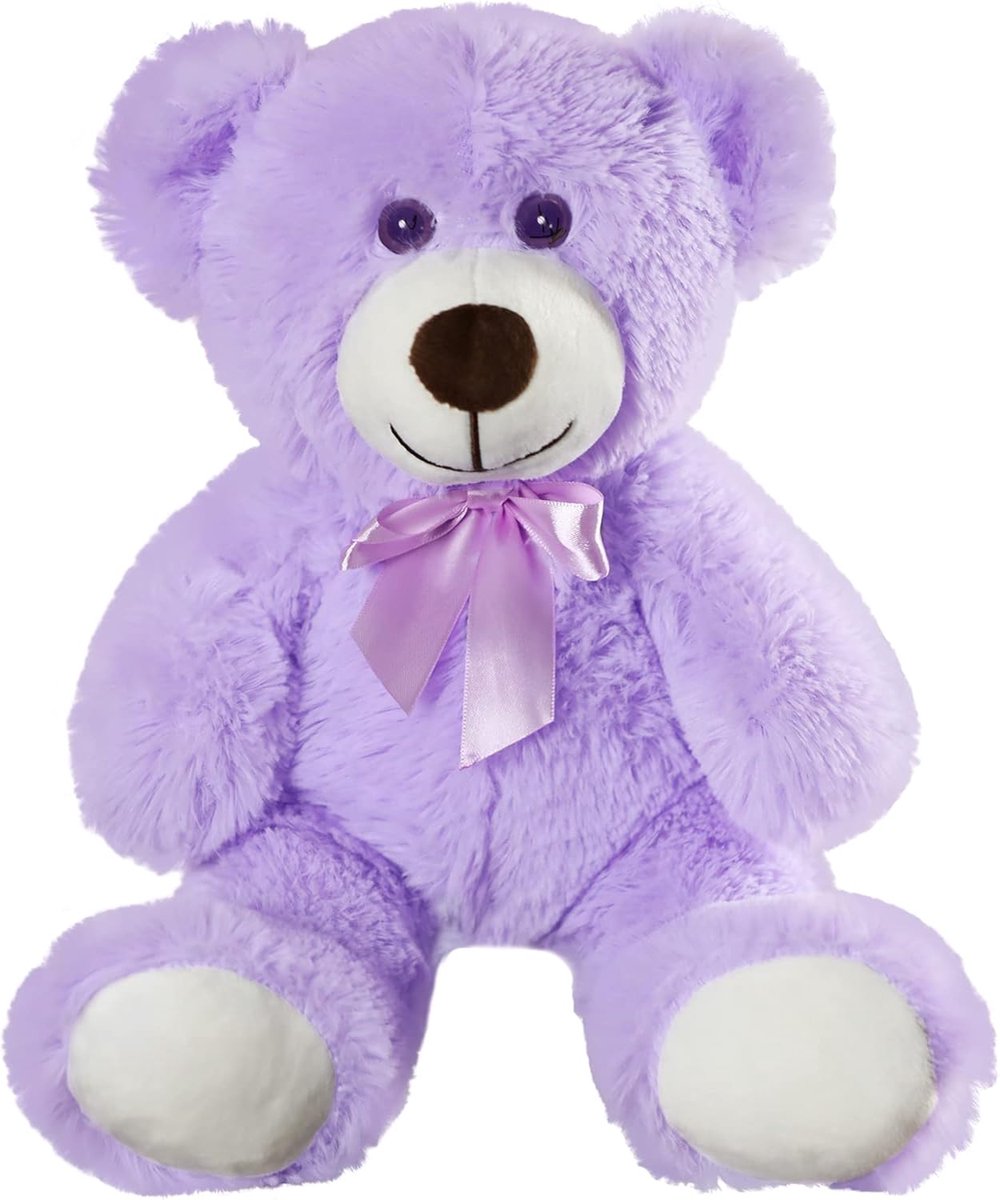 Pluche Schattig Dierenspeelgoed Kussen Bear Pop Geschenk voor Kinderen Jongens Meisjes Verjaardag Kerst Valentijnsdag (Paars,35 cm)