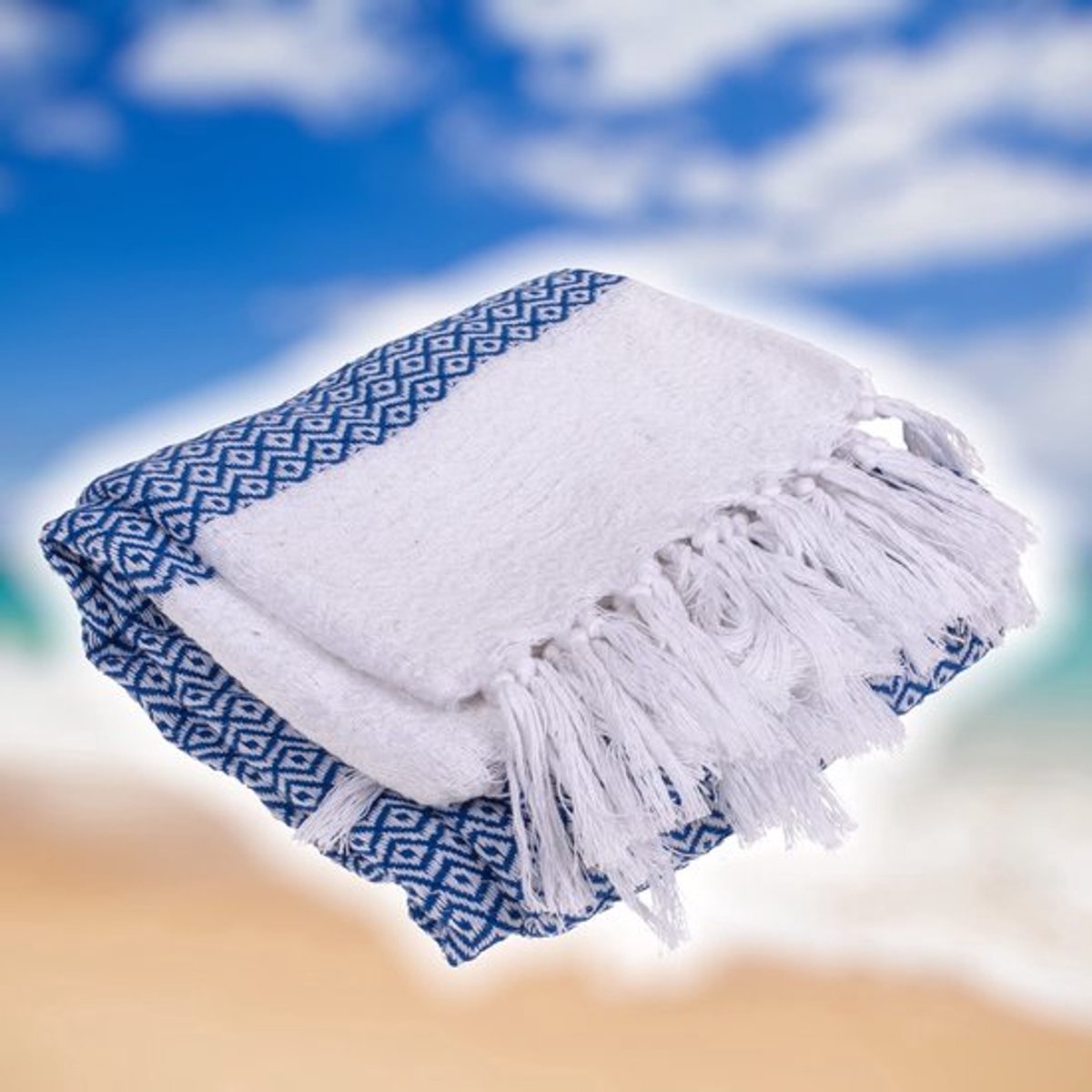 Allecto - Hamamdoek - Strandhanddoek - Licht en zacht - Blauw-wit