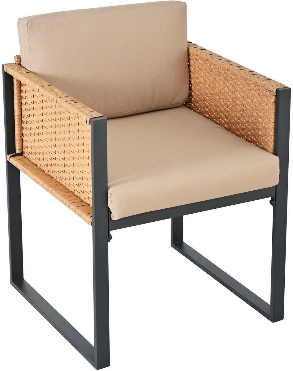 YYchan tuinset met eettafel voor buiten - 6 personen - zwart - 170 x 80 x 75 cm
