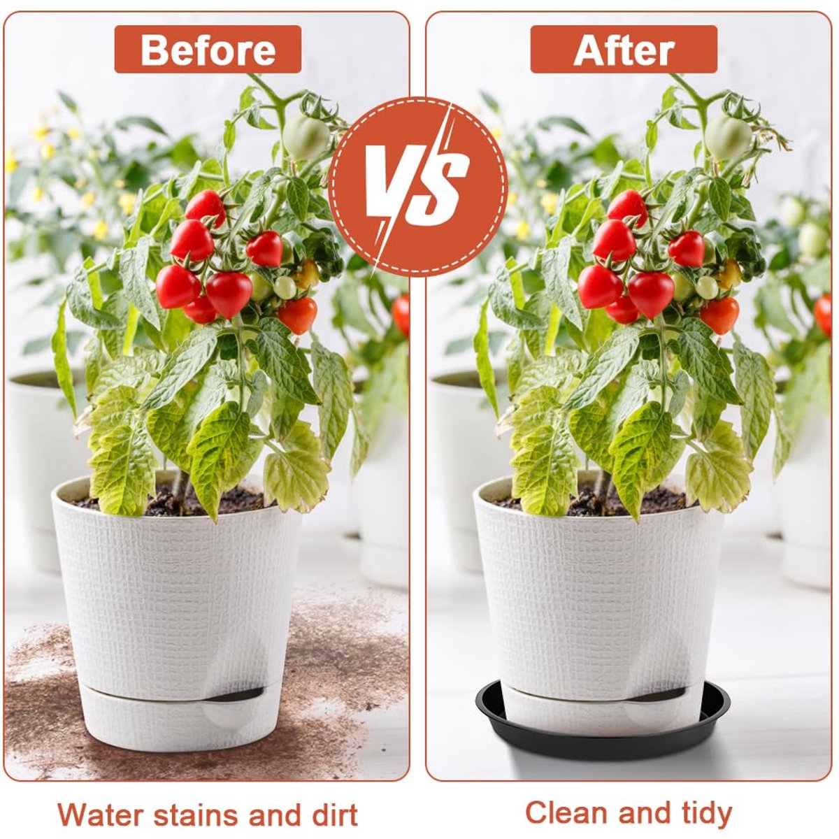 Bloempotonderzetterset, Onderzetters Voor Bloempotten, Bloempotmat, Ronde Plastic Bloemonderzetters Met Een Diameter Van 35 Cm, Bloempotonderzetters Voor Binnen- En Buitenplanten, Zwart