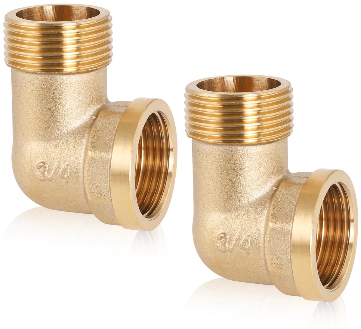 hoek 90° 3/4" binnen- en buitendraad messing hoek 90° accessoires voor waterslang 2 stuks
