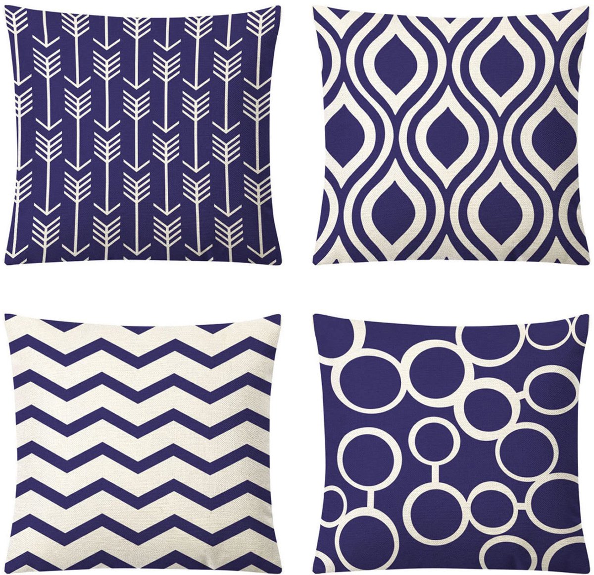 Set van 4 kussenslopen 60 x 60 cm (23,6 x 23,6 inch) linnen kussensloop decoratieve vierkante bank kussensloop, slaapkamer indoor outdoor kussenhoes voor woondecoratie gunst met onzichtbare rits (mari