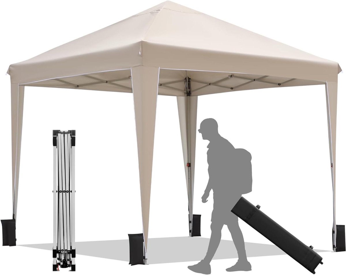 Pop-up Partytent - Klap Gazebo Tuin - Buitenfeest Organiseren - Eenvoudig Opzet Systeem - 3x3 m - Zwart