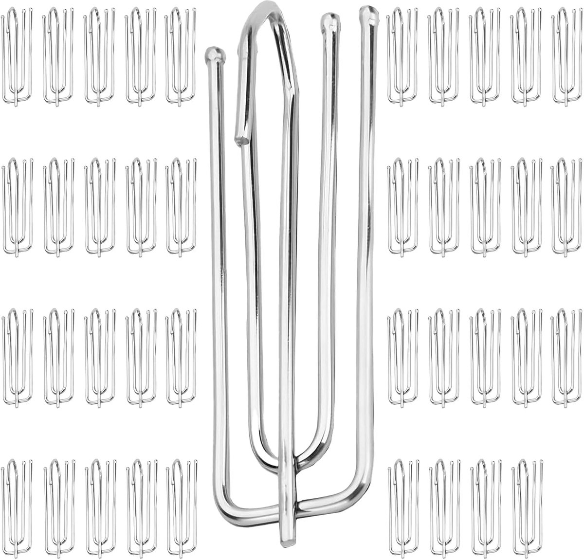 Haken, 40 stuks zware gordijnhaken, klemhaken, metalen douchegordijnhaken, gordijnclips, haken, voor gordijnen, binnen