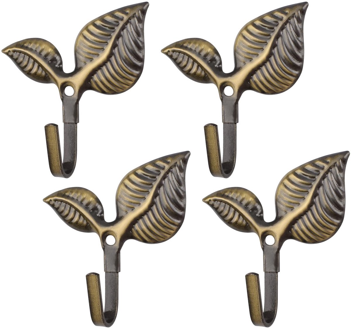 Dailygoods- Gordijnholdbacks Retro Stijl - Bladvorm Haken - Wandmontage - Hoogwaardig Ijzer - Corrosiewerend - Luxe Decoratie 8 cm - Gordijnhaken