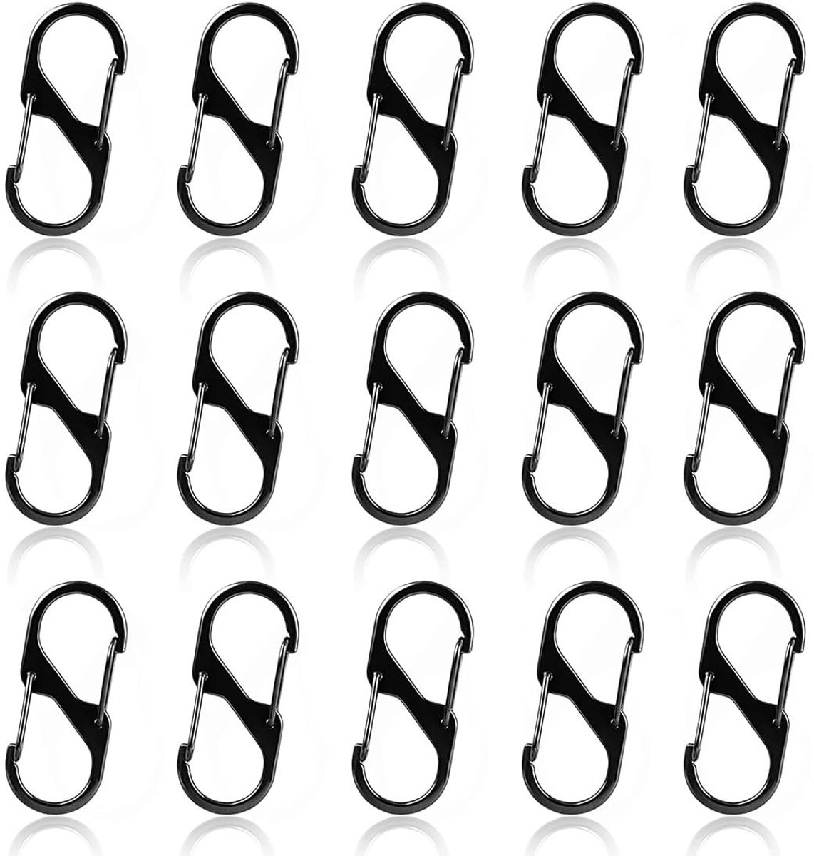 Dailygoods- Karabijnhaken 10 Stuks - S-vormig Design - Dubbele Opening - Roestvrij Staal - Outdoor/Hiking - Duurzaam en Robuust - Haak