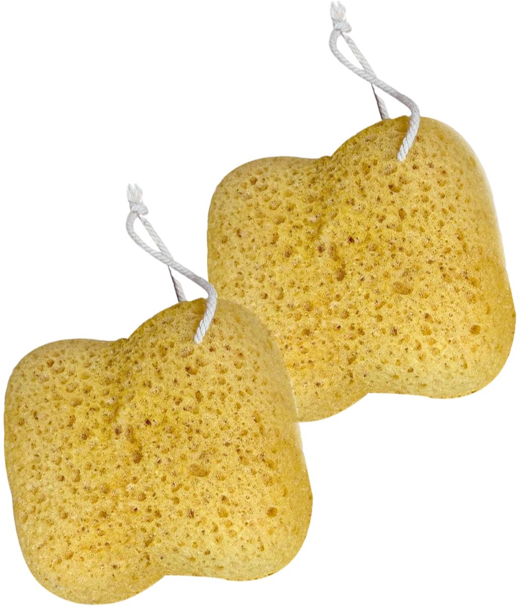 2 stuks natuurspons om te douchen, keukendouchespons, loofah, lichaamsspons, badspons, natuurspons, schilderbenodigdheden, koord, zachte en grondige reiniging, voor gevoelige, premium kwaliteit
