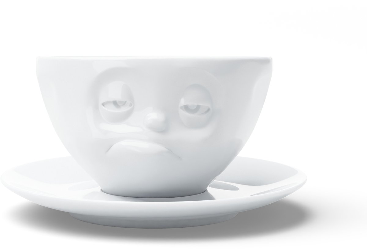Tassen koffiekop en schotel 200 ml met slaperig gezicht - 45