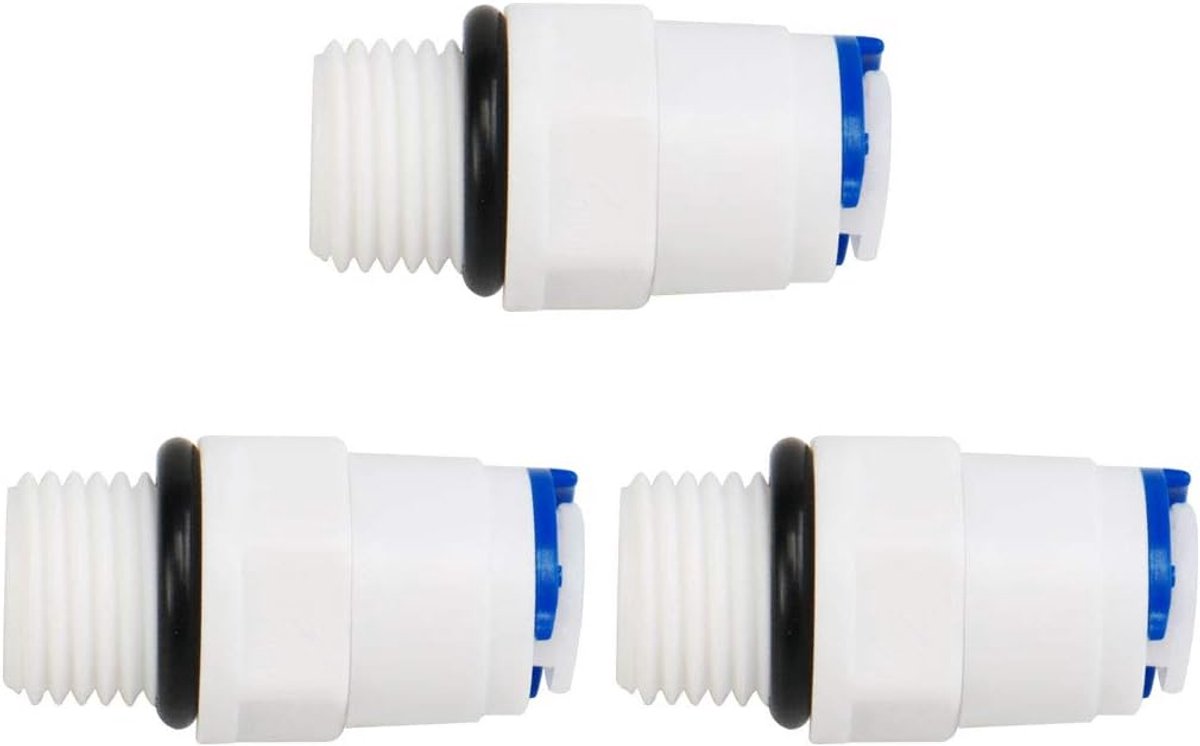 sourcing map Snelkoppeling Waterzuiveraar Buis Koppeling Push to Connectors Water Slang Pakking voor RO Systeem Omgekeerde Osmose Rechte Buis 1/4 "BSP mannelijk -1/4" OD