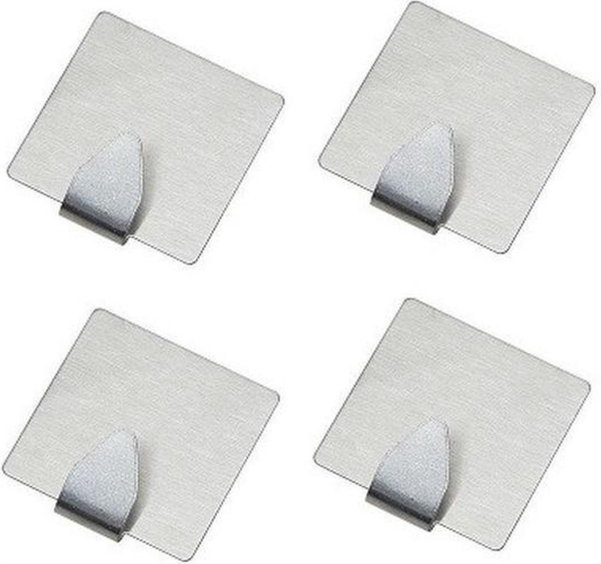 - Multifunctioneel - Zelfklevende haakjes - Set haakjes - 4 Stuks - Zilver - Wandhaakjes - Haakjes - Badkamerhaakjes - Keukenhaakjes