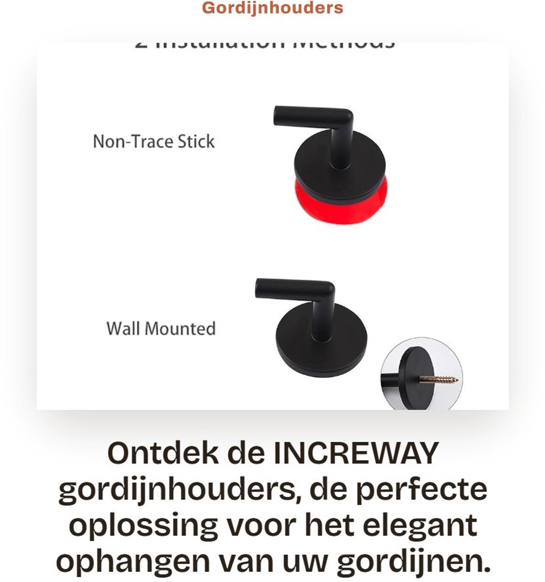 Dailygoods- Gordijnhouders 2 Stuks - Zelfklevende Wandgemonteerde Gordijnhouders - Metalen