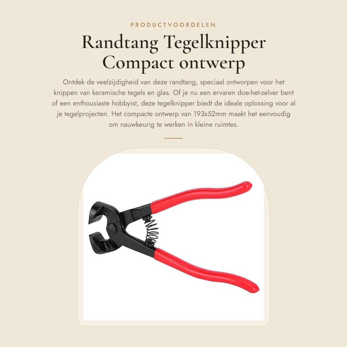 Dailygoods- Randtang Koolstofstaal - Tegelsnijder 600 mm - Compact Ontwerp - Glasverwerking - Keramische Tegelverwerking - Afmetingen 193x52 mm
