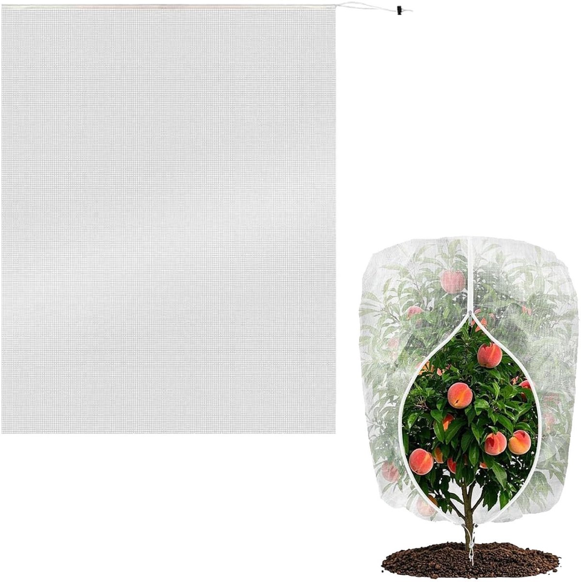 Dailygoods- Insectennet 2.4m x 2m - Fijnmazig Anti-Insect Net - UV-Bestendig Tuinnet - Rits/Trekkoord - Bescherming voor Planten