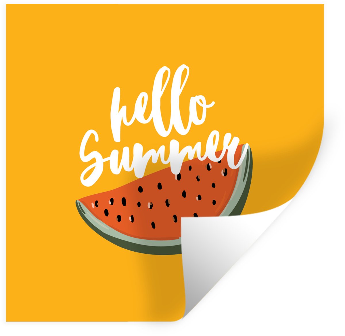 Muurstickers - Sticker Folie - Zomer - Watermeloen - Geel - 120x120 cm - Plakfolie - Muurs