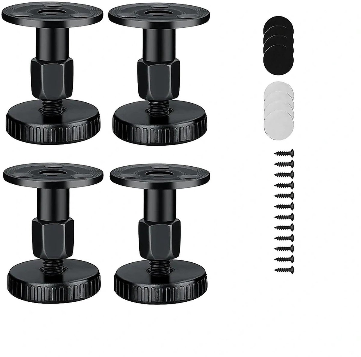 4 stuks in hoogte verstelbare meubelpoten, 27-64 mm, met 2 installatiemethoden en anti-kras-pad, universeel voor tafels, banken, kasten en meubels, inclusief montagetoebehoren