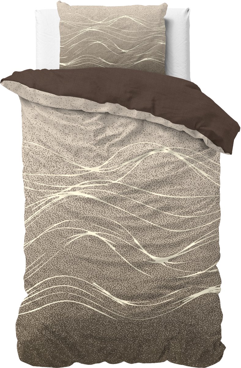 Sleeptime Ravna Dekbedovertrekset - Eenpersoons - 140X200/220 + 1 x kussensloop 60x70 - Taupe