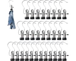 washaken opknoping clip, 30 stuks roestvrijstalen wasknijpers extra sterke hanger clips haken metalen kapstok hangers voor broek handdoeken sokken rokken shorts jeans hoeden