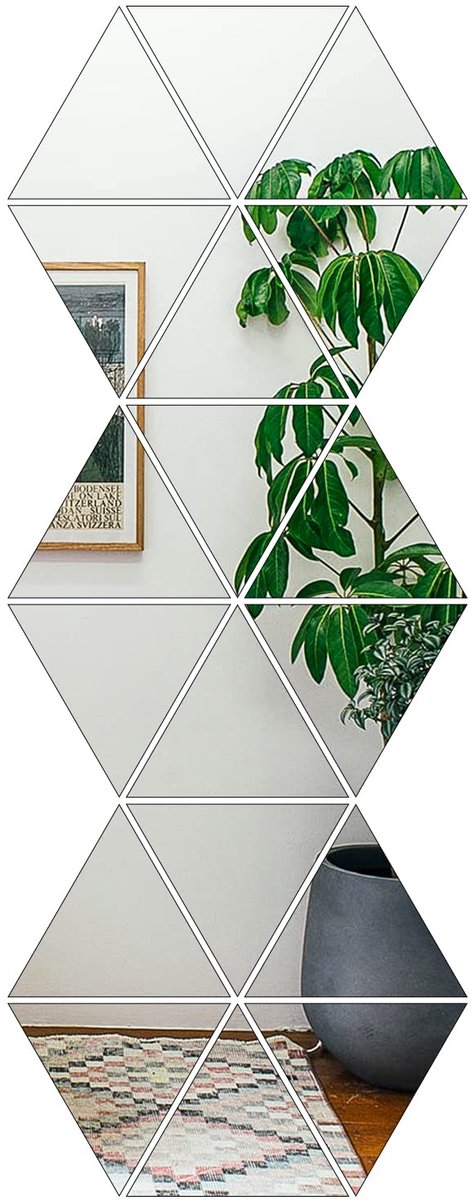 3D Acryl Spiegel Kamer Decor Stickers, 18 STKS Driehoeken Spiegeltegels DIY Wall Art Decals Behang Woondecoratie voor Woonkamer, Slaapkamer, Badkamer, Boerderij