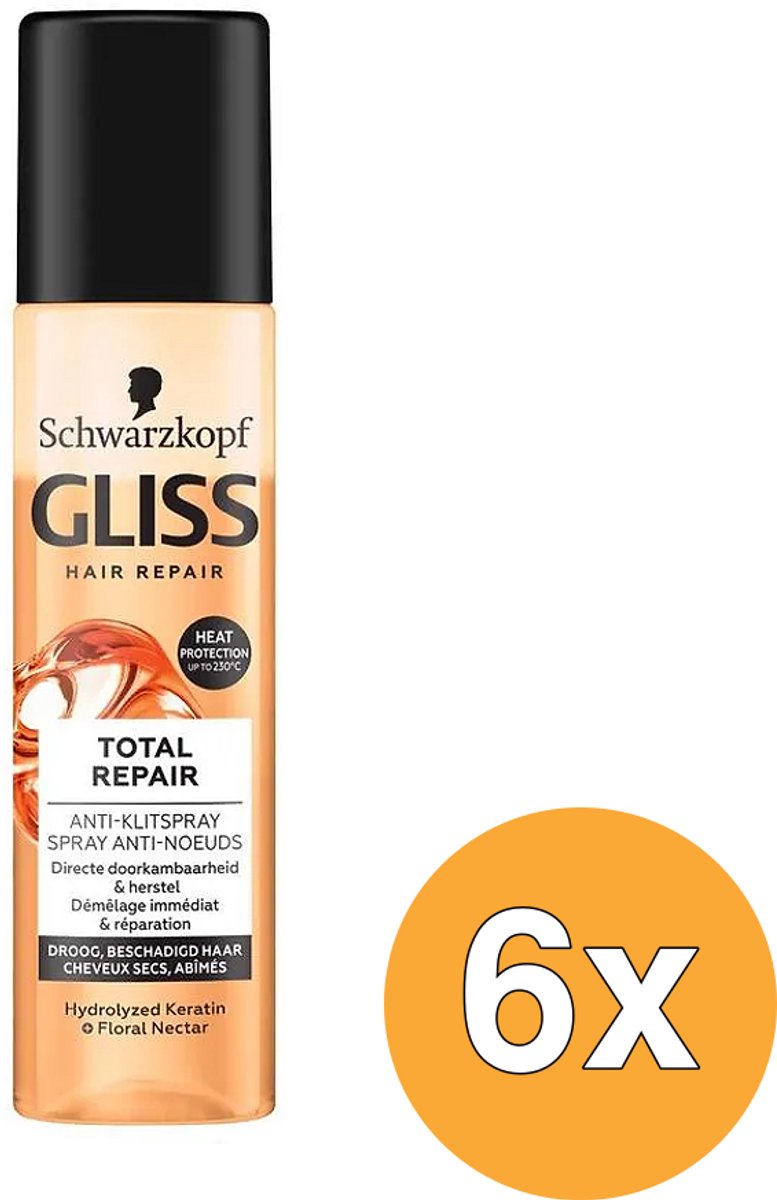 Bol.com Gliss Total Repair Anti-Klit Spray - Haarverzorging - Leave-in-Conditioner - Vermindert Haarbreuk - Hittebescherming - V... aanbieding