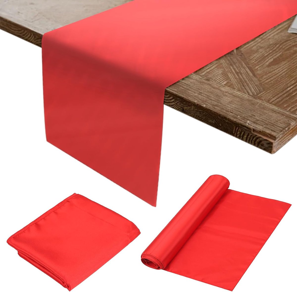 Tafelloper, rood, 30 x 275 cm, modern, van katoen, 2 stuks | Decoratie voor eettafel, communie, vormsel, bruiloft, verjaardag, Kerstmis, decoratie