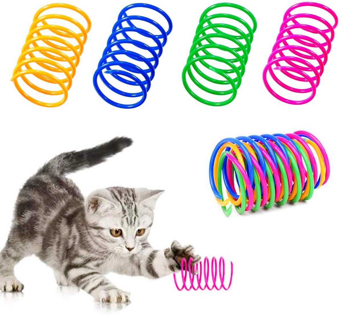 20 stuks kattenveer speelgoed, plastic spiraalveren