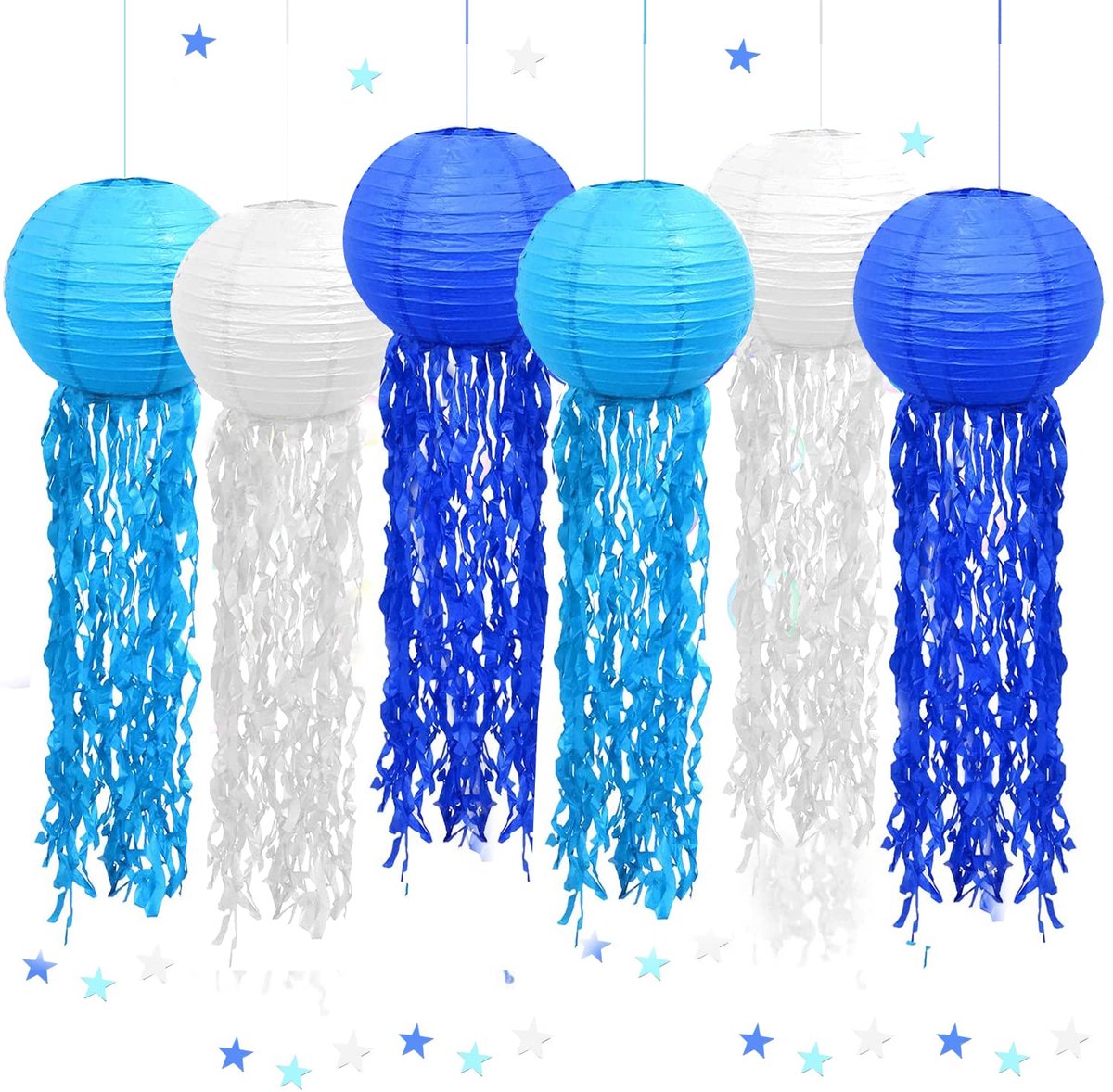 Verjaardagsdecoratie,6 Stuks Papieren Lantaarn,Oceaan Lampions,Feestdecoraties,Verjaardagsdecoraties,Oceaanthema, Feestartikelen,Kamerdecoratie