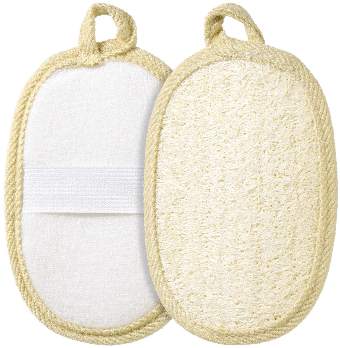 Badspons loofah exfoliërende scrubber met handvat voor vrouwen mannen, Lufa douchebad scrub voor lichaam gezicht