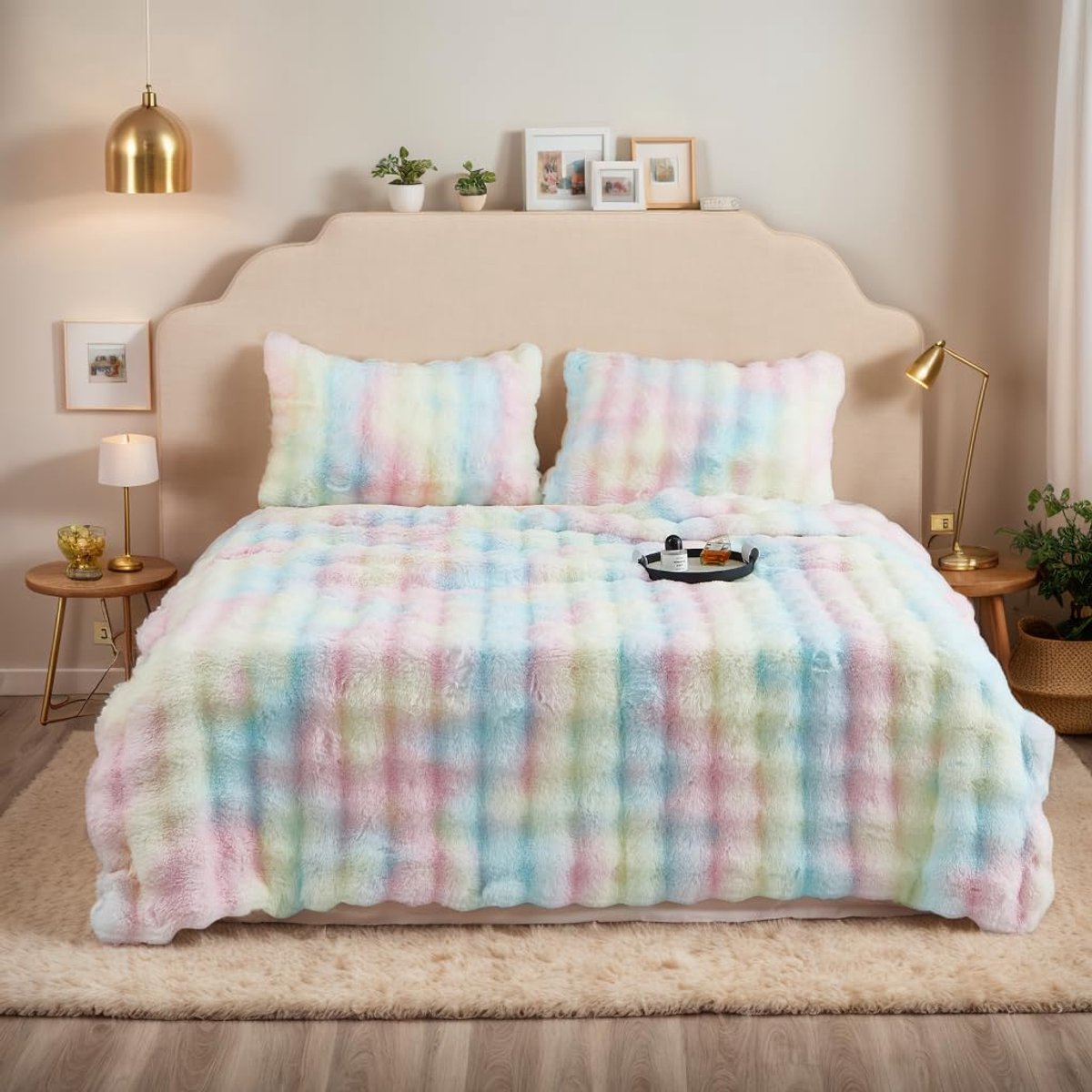 Zachte warme pluche fleecedekens van konijn, dik 1000 g/m², plaids voor bank, grote pluizige veelzijdige deken voor slaapkamer, bank, reizen, kinderen, camping (regenboog, 100 x 160 cm) — cadeau in Cadeau-ideeën - foto 7