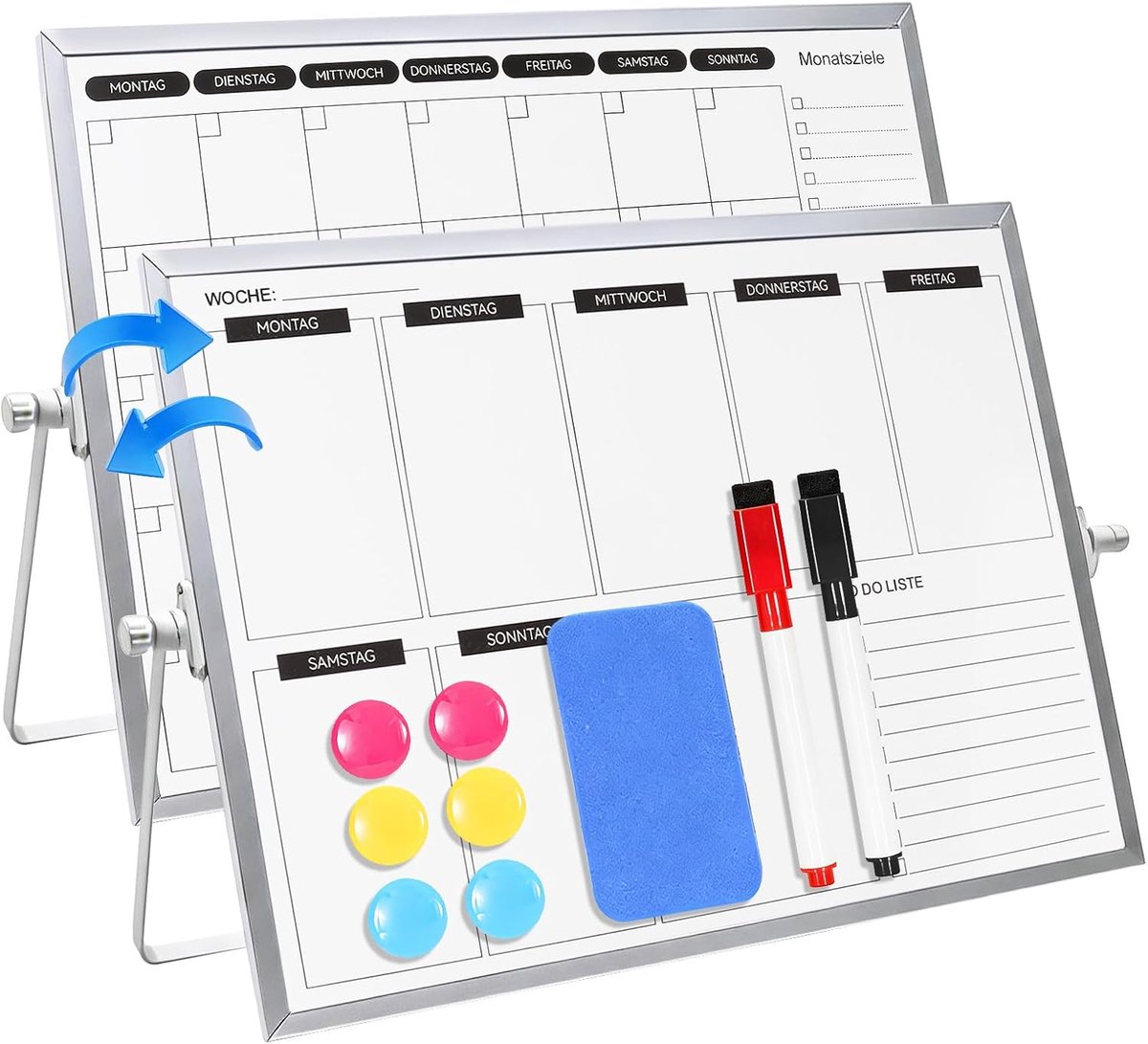 whiteboard, weekplanner/maandplanner, afwasbaar, whiteboard met houder, wandmontage/standaard, geschikt voor scholen, werkkamers en kantoren, 40 x 30 cm