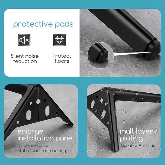 Poten 12 cm, Metalen Poten voor Meubels Set van 4, Moderne DIY Korte Kastpoten, Metalen Poten voor Dressoir, Kast, Nachtkastje, Bank — afbeelding 2